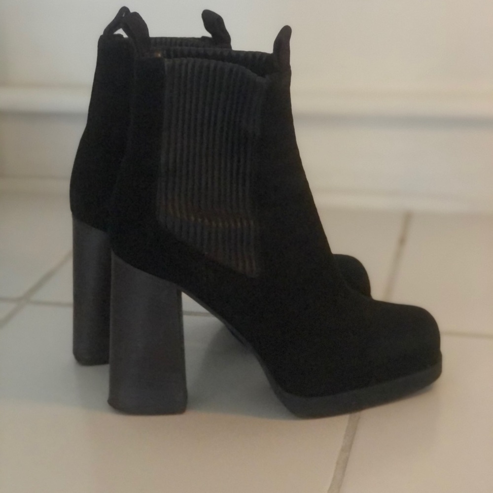 Acne black leather platform boots